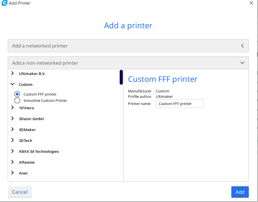 Adding Printer Screen 2