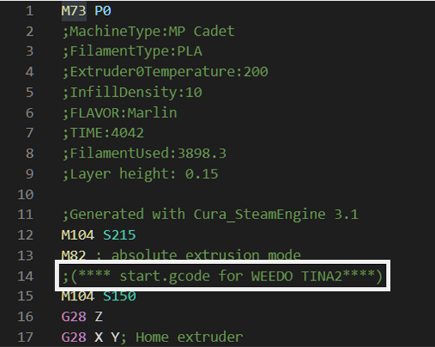 WEEDO TINA2 GCode