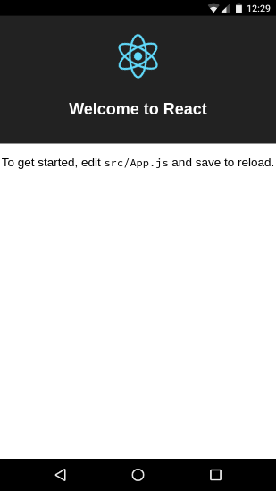 Initial create react app demo screen